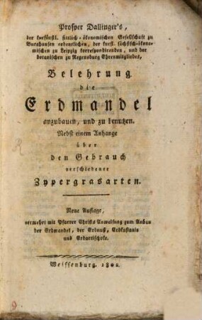 Belehrung die Erdmandel anzubauen