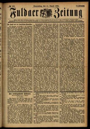 Ausgabe vom Donnerstag, den 11. August 1892.