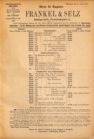 Offerte für Banquiers : Fränkel & Selz, 8