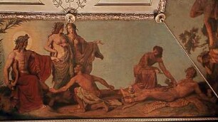 Die Musen entscheiden den Wettbewerb zwischen Apollon und Marsyas