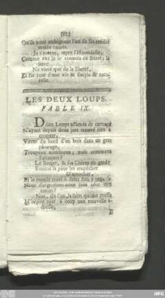 Les Deux Loups. Fable IX.