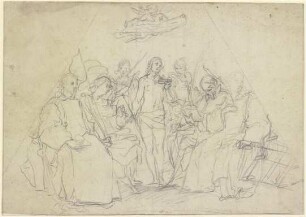 Der Heilige Sebastian von einer Märtyrergruppe umgeben