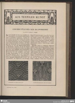 Geschichtliches der Bildwirkerei
