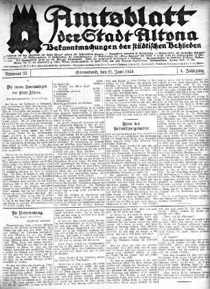 Nummer 25 : Sonnabend, den 21. Juni 1924