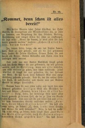 "Kommet, denn schon ist alles bereit!"