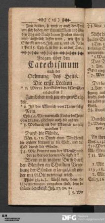 Fragen über den Catechismum nach der Ordnung des Heils.