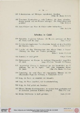 Arbeiten in Gold, Silber, Bronze, Eisen, Zinn (Nr. 532-867)