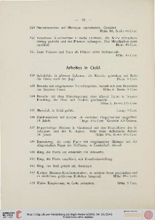 Arbeiten in Gold, Silber, Bronze, Eisen, Zinn (Nr. 532-867)