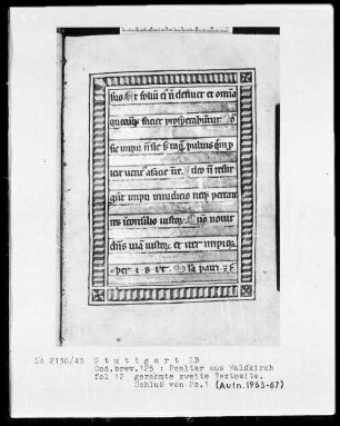 Psalter aus Waldkirch bei Freiburg — ---, Folio 12 rectoTextblatt