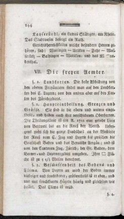 VII. Die freyen Aemter.