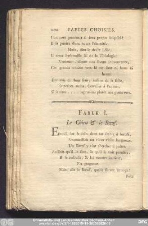 Fable I. Le Chien & le Boeuf.