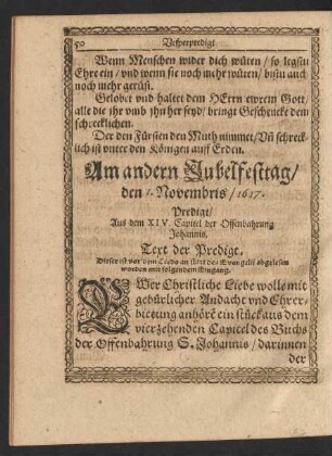 Am andern Jubelfesttag/ den 1. Novembris/ 1617.
