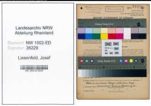 Entnazifizierung Josef Liesenfeld, geb. 16.10.1902 (Lehrer)