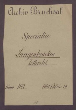 Kurfürst Friedrich I. von der Pfalz errichtet einen Vergleich zwischen seinem Kanzler, Bischof Matthias von Speyer, und der Pfalzgrafschaft zustehenden Gemeinde von Heidelsheim, wonach diese den von ihnen bestrittenen Zoll zu Langenbrücken und Rheinhausen ausrichten soll, solange Matthias das Stift innehat. Nach Matthias' Abdankung oder dem Tod soll der Vertrag ungültig sein, ungeschadet beider Seiten Rechte.