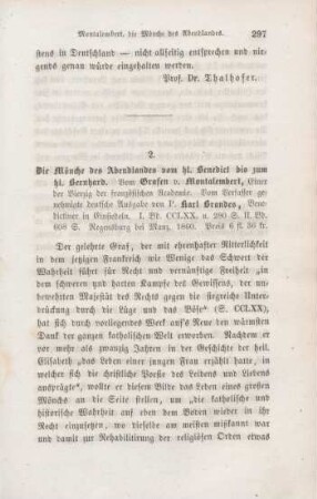 297-311 [Rezension] Montalembert, Charles Forbes de, Die Mönche des Abendlandes