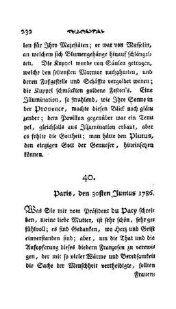 40. - Paris, den 30sten Junius 1786.