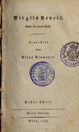 Virgils Aeneis : Travestirt, 1.. 1. bis 4. Buch