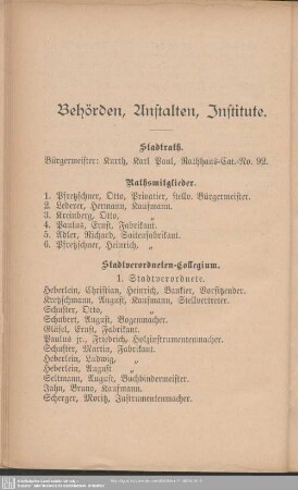 Behördenverzeichnis : Behörden, Anstalten, Institute