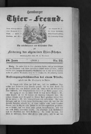 Hamburger Thier-Freund. 18. Juny. (1858.) No. 25.