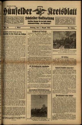 Erste Ausgabe vom Freitag, den 07. August 1942.