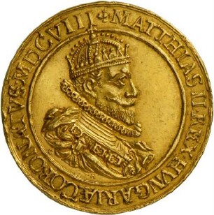 Medaille von Caspar Heidler auf die Krönung von Matthias zum ungarischen König und die Huldigung der niederösterreichischen Stände, 1608