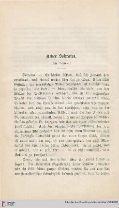 Ueber Sokrates (Ein Vortrag)