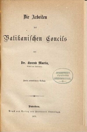 Die Arbeiten des Vatikanischen Concils