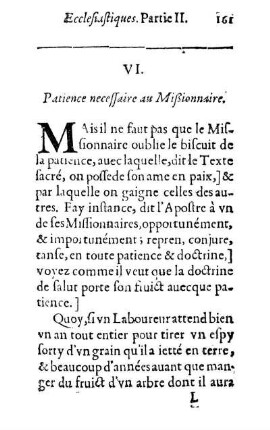 VI. Patience necessaire au Mißionnaire