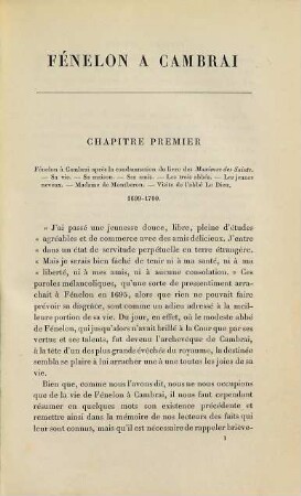 Fénelon à Cambrai : D'après sa correspondance 1699-1715