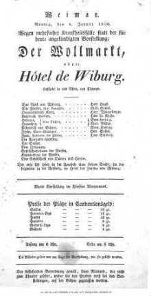 Der Wollmarkt, oder: Hôtel de Wiburg