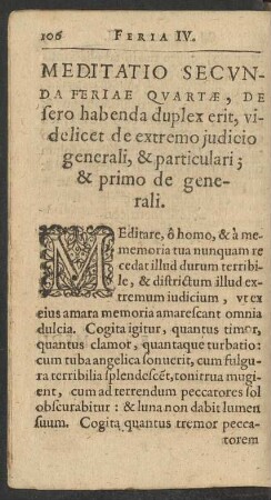 Meditatio Secunda Feriae Quartae ...