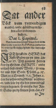 Dat ander Böck vam ynwendigen wandel/ und gedüldigem lyden aller wederwerdicheit.