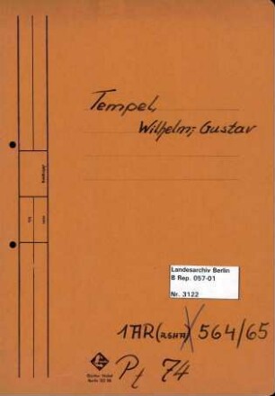 Personenheft Wilhelm Gustav Tempel (*17.04.1904),