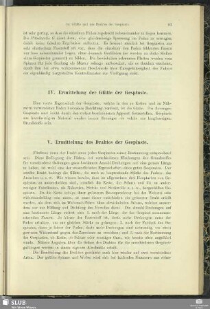 IV. Ermittelung der Glätte der Gespinste