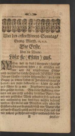 Uber den ersten Advent-Sonntag/