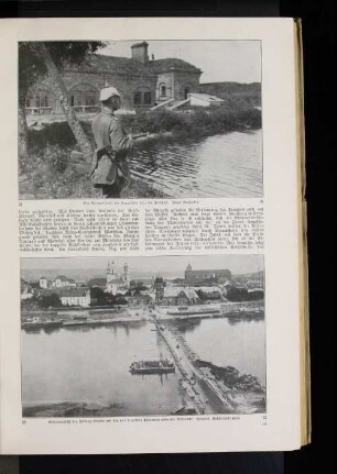 Gesamtansicht der Festung Kowno mit der von deutschen Pionieren erbauten Notbrücke.