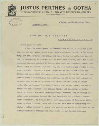 [42]: Brief der Geographischen Anstalt und Verlagsbuchhandlung Justus Perthes an Hans Steffen