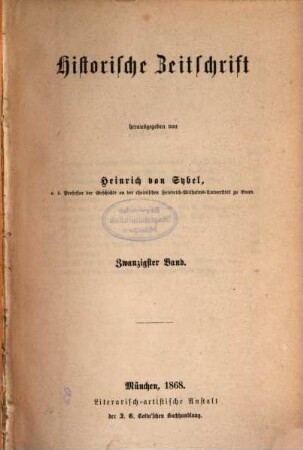 Historische Zeitschrift : HZ. 20. 1868