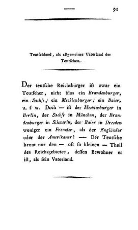 Teutschland, als allgemeines Vaterland der Teutschen.