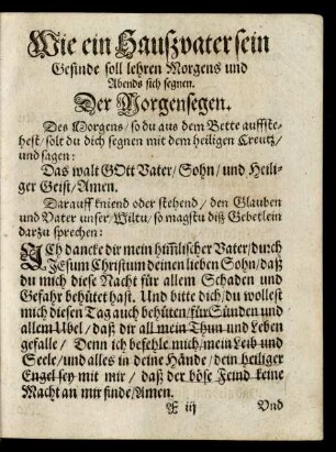 Wie ein Haußvater sein Gesinde soll lehren Morgens und Abends sich degnen.