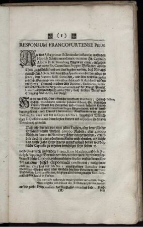 Responsum Francofurtense Prius.