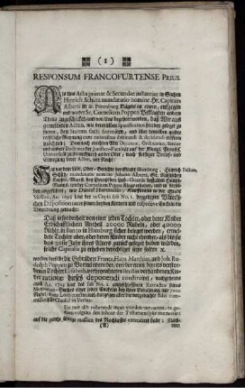 Responsum Francofurtense Prius.