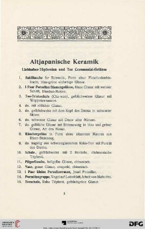 Altjapanische Keramik (Nr. 1-72)