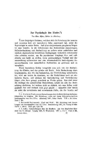Zur Psychologie des Kindes