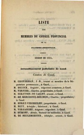 Procès-verbaux des séances du Conseil Provincial de la Flandre Orientale, 1855