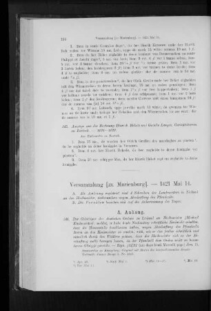 Versammlung [zu Marienburg]. - 1421 Mai 14.