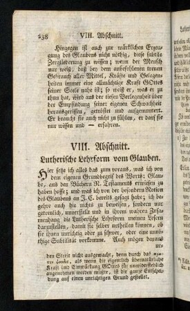 238-269, VIII. Abschnitt: Lutherische Lehrform vom Glauben