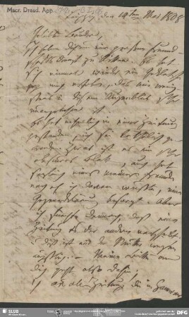 Eigenh. Brief von Friedrich von Schlegel an Johann Carl Fürchtegott Schlegel, Leipzig, 14.05.1808