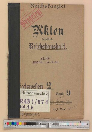 Reichshaushalt: Bd. 9
