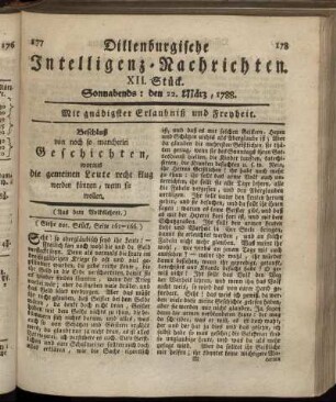 XII. Stück. Sonnabends : den 22. März, 1788.